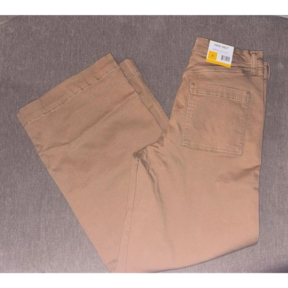 NWT Nine West Khaki Wide Leg Pant Size 8